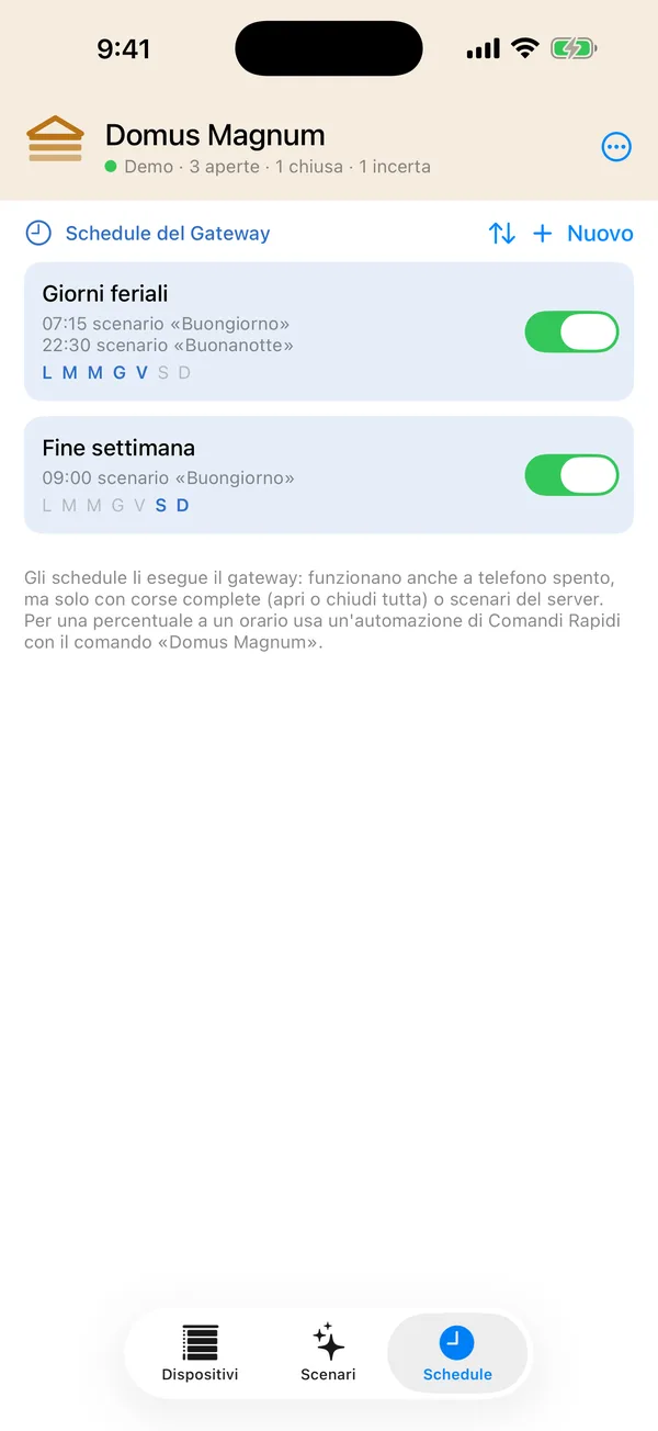 Programmazioni del gateway